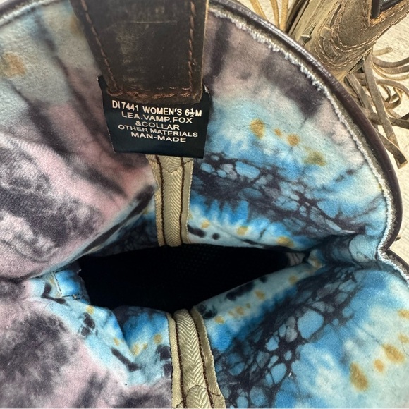 Dingo Western Ankle Boot Women’s 6.5 Brown Leather Fringe Distressed Studded - Picture 9 of 11